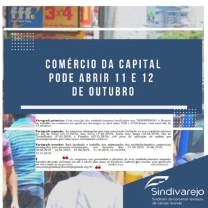 Comércio da Capital pode abrir dias 11 e 12; confira as condições