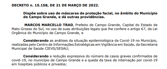 Prefeitura da Capital suspende uso obrigatório de máscaras em locais fechados